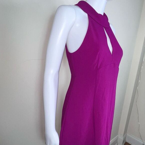 Trina Turk Magenta High Neck Peekaboo Cocktail Dress - Picture 4 of 13